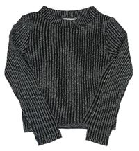 Čierno-strieborný rebrovaný sveter zn. H&M