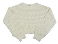 Biely ažurový crop sveter H&M