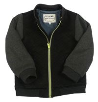Černo-tmavošedý prošívaný melírovaný teplákový zateplený bomber M&S