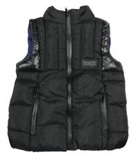 Čierna prešívaná šušťáková zateplená vesta s nášivkou zn. RIVER ISLAND