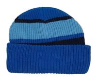 Modro-tmavomodro-světlemodrá žebrovaná pletená čepice St. Bernard