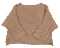 Pudrový pletený oversize crop sveter HaILYS