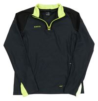 Tmavošedo-černo-neonově žlutá thermo mikina s logem KIPSTA