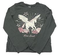 Tmavošedé triko s koněm - Pegas PRIMARK