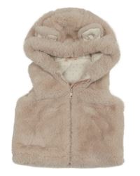 Svetloružová kožušinová podšitá vesta s kapucňou s uškami Matalan