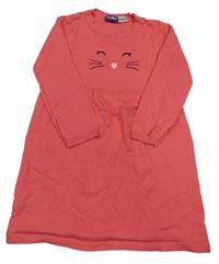 Korálové pletené šaty s mačičkou lupilu