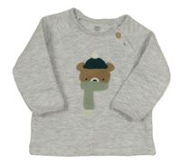 Svetlosivá melírovaná vzorovaná vyteplená mikina s medvedíkom F&F