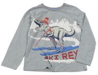 Šedé melírované triko s dinosaurem Nutmeg