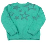 Zelenotyrkysový chlpatý sveter s hviezdičkami George
