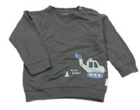 Tmavosivá melírovaná mikina s buldozerem STACCATO