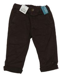 Nové - tmavohnědé chino plátěné kalhoty Next