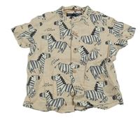 Světlebéžová lněná košile se zebrami Next