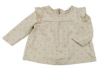 Pudrovo-smotanová vzorovaná bodkovaná á úpletová šatová tunika s volánikmi PRIMARK