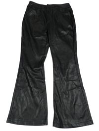 Čierne flare koženkové nohavice St. Bernard