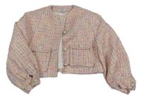 Svetloružová -farebná melírovaná crop bunda RIVER ISLAND