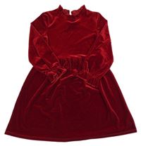 Tmavočervené sametové šaty s volánky St. Bernard