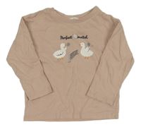 Pudrové tričko s husičkami MANGO