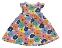 Bielo-farebné kvetované šaty s volánikmi