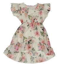 Biele šaty s kvietkami a volánikmi