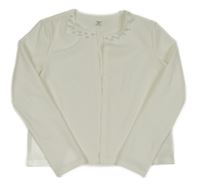 Smetanový slavnostní cardigan s perlami SHEIN