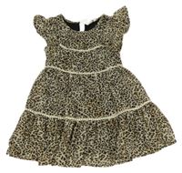 Smetanovo-hnedo-čierne vzorované šaty