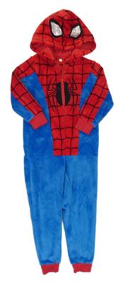 Modro-červená plyšová kombinéza s pavoukem a kapucí - Spider-man C&A