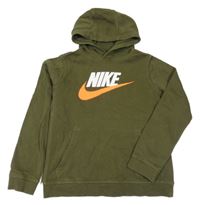Khaki mikina s logem a kapsou a kapucí Nike