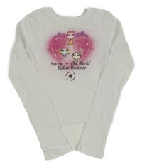 Biele rebrované crop tričko s The Powerpuff Girls H&M