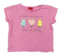 Ružové tričko so zmrzlinami a nápismi S. Oliver