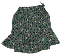 Zelená ľahká sukňa s leopardím vzorom Joules