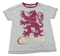 Sivé melírované tričko s lvem - Harry Potter
