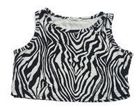 Čierno-biely vzorovaný crop top Shein