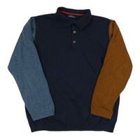Tmavomodro-modro-hnědý polo svetr Next