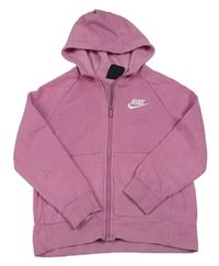 Růžová propínací mikina s logem a kapucí Nike