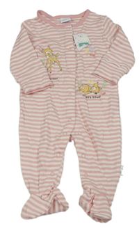 Růžovo-bílý pruhovaný overal s Bambim Matalan