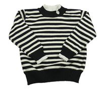 Čierno-béžový pruhovaný sveter
