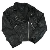 Černý koženkový podšitý crop křivák C&A