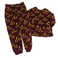 Vínové chlupaté pyžamo s brýlemi - Harry Potter George