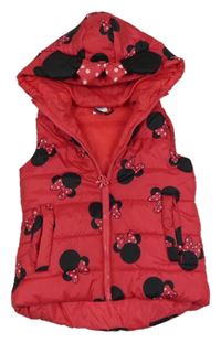 Malinová šusťáková zateplená vesta s Minnie a kapucí Disney