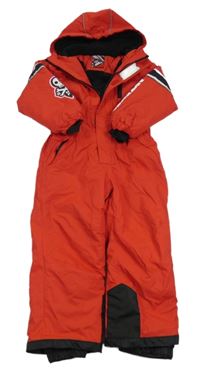 Červeno-černá šusťáková zimní kombinéza s kapucí No Fear