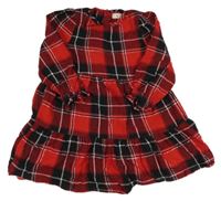 Červeno-černo-bílé kostkované třpytivé šaty F&F