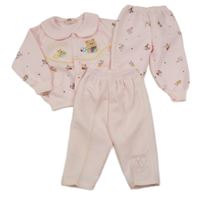 3set - Světlerůžová propínací mikina se zvířaty a límcem + 2x světlemodré tepláky