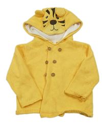 Žltý prepínaci sveter s kapucí - tiger