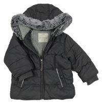 Tmavosivá šušťáková zimná bunda s kapucňou George