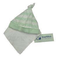 2set - Mátovo-bílá pruhovaná bavlněná čepice + bílý slinták