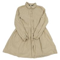 Béžové plátěné košilové propínací šaty Coccodrillo