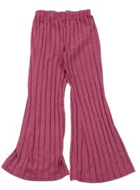 Fuchsiové melírované rebrované úpletové flare legíny Shein