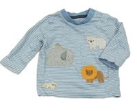 Modro-biele pruhované tričko so zvířaty Nutmeg