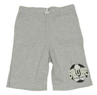 Sivé melírované teplákové kraťasy s futbalovým loptou H&M