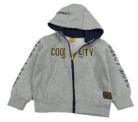 Sivá melírovaná prepínaci mikina s nápisom a kapucňou Kiki&Koko